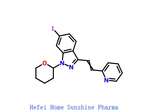 (E) -6-Yodo-3- [2- (piridin-2-il) etenil] -1- (tetrahidro-2H-piran-2-il) -1H-indazol CAS 886230-77-9